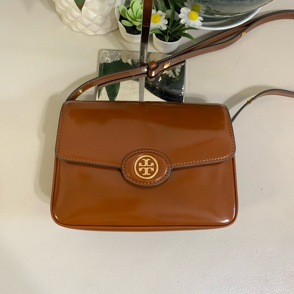 👜💕 TORY BURCH Crossbody Or Shoulder Tan Brown Leather Bag - Picture 10 of 14